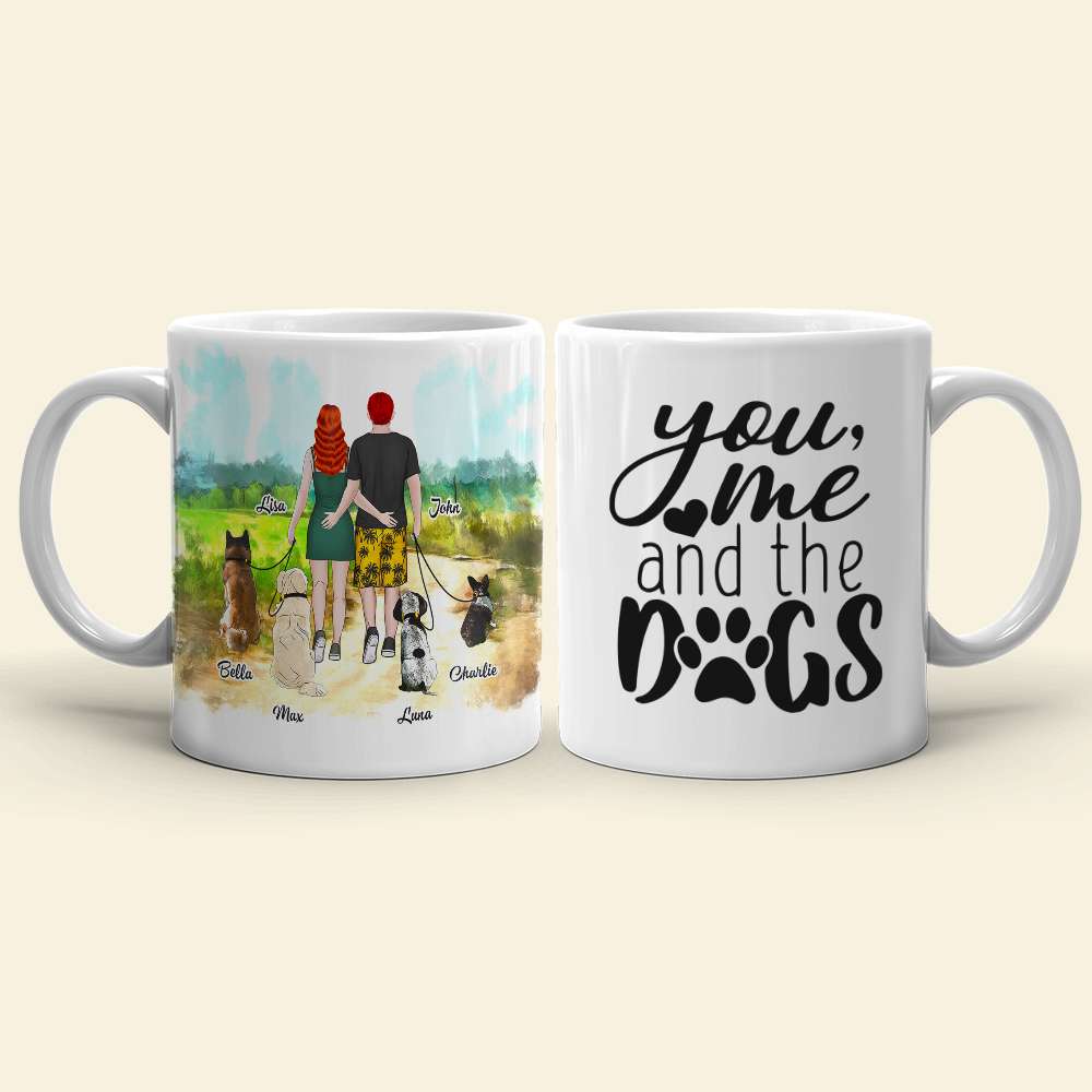 You, Me And The Dogs, Personalized Mug, Gift For Dog Lover Couple