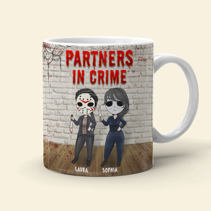 Partners In Crime If I Murdered Someone, Personalized Halloween Bestie Mug