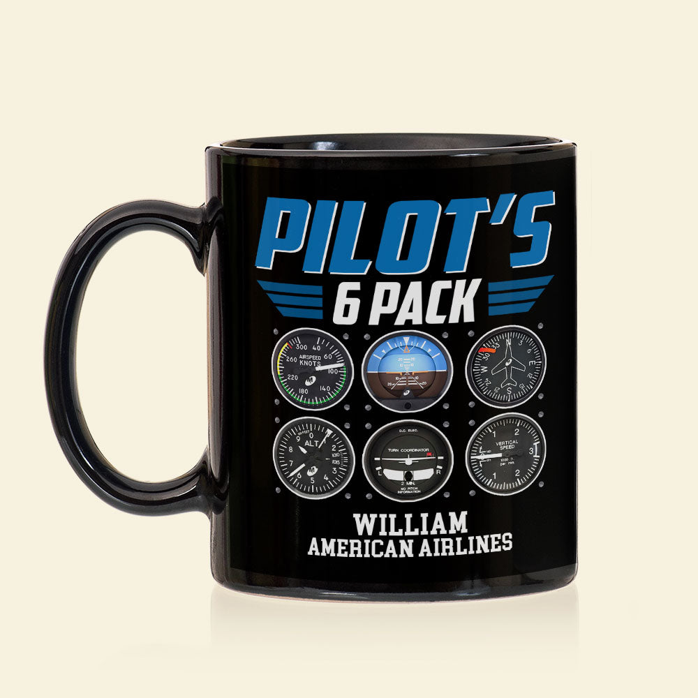 Pilot's 6 Pack Personalized Pilot Mug, Gift For Airplane Lovers