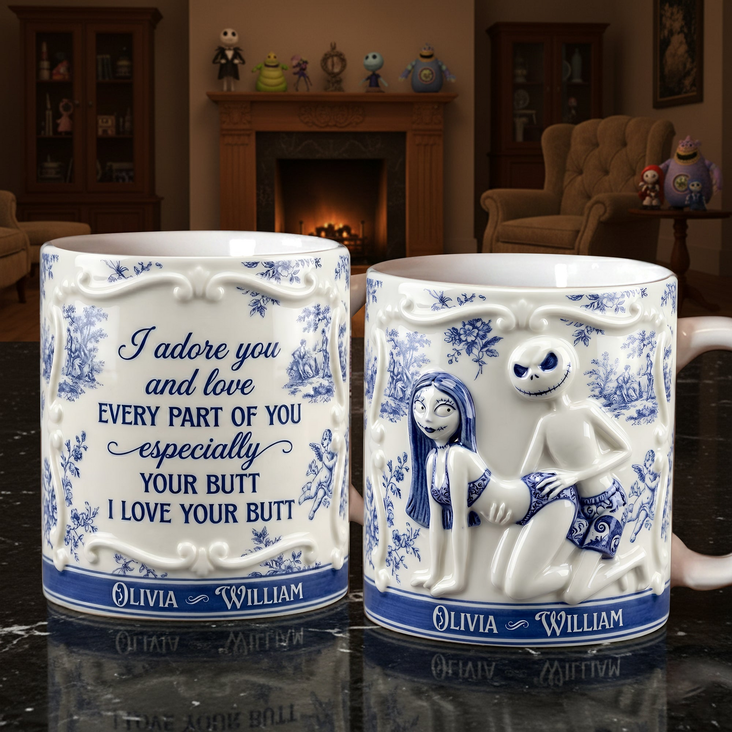 Spooky I Adore You And Love Every Part Of You Especially Your Butt - Personalized White Edge-to-Edge Mug - Gift For Couples NL122