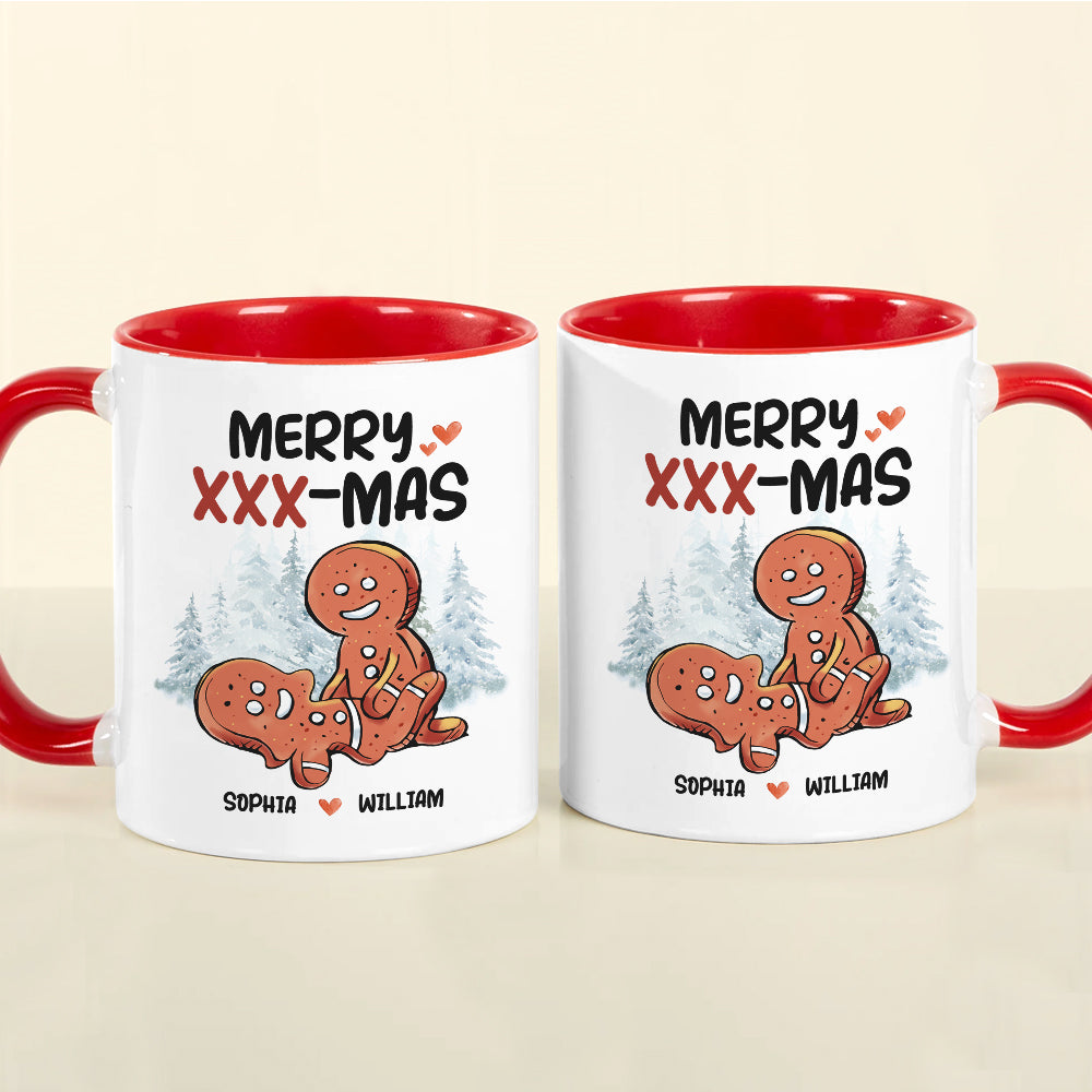 Funny Couple Merry XXX Mas, Personalized Accent Mug, Gifts For Him - Gifts For Her