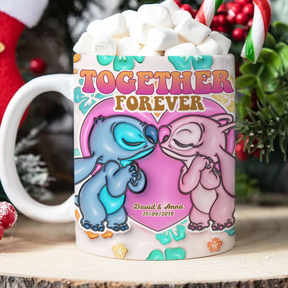 Together Forever, Couple Gift, Personalized Coffee Mug, Cartoon Couple Mug 03NATI271023