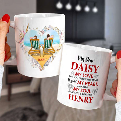 My Soulmate Always & Forever, Personalized White Mug, Beach Couple, Gift For Couple
