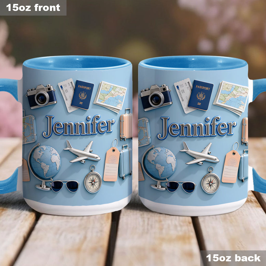 Just Loves Traveling - Personalized Accent Mug HH01
