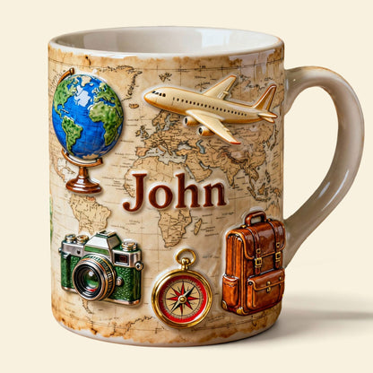Just Loves Travelling - Personalized White Edge-to-Edge Mug - Gift For Travel Lovers HH01