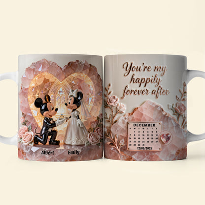 MkMo Magic Mouse You're My Happily Forever After - Personalized White Edge-to-Edge Mug - Gift For Couple, Anniversary HH01