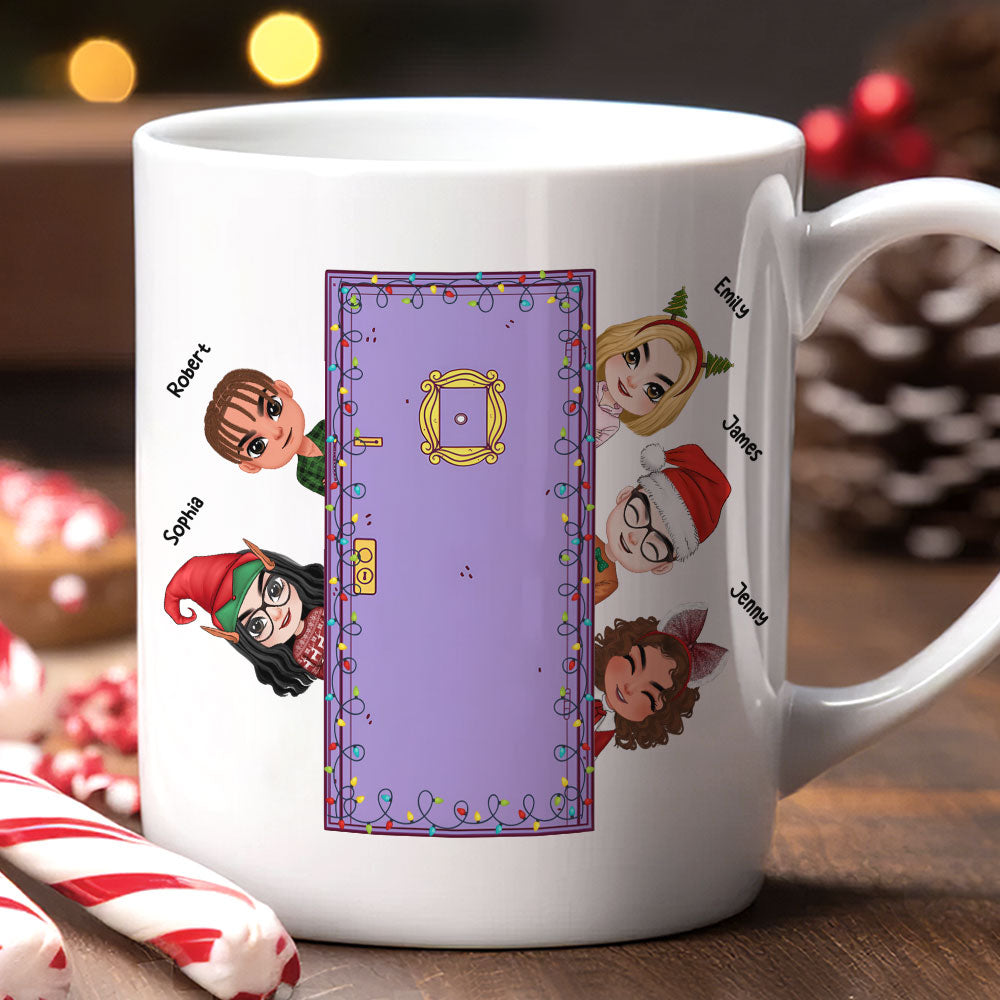 There Are Friend That Become Family, Personalized Mug, Friend Peeking Mug, Christmas Gift 02OHTI251123HH