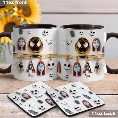 Spooky Charater With Name Letter - Personalized Accent Mug - Gift For Movie Fans NL122