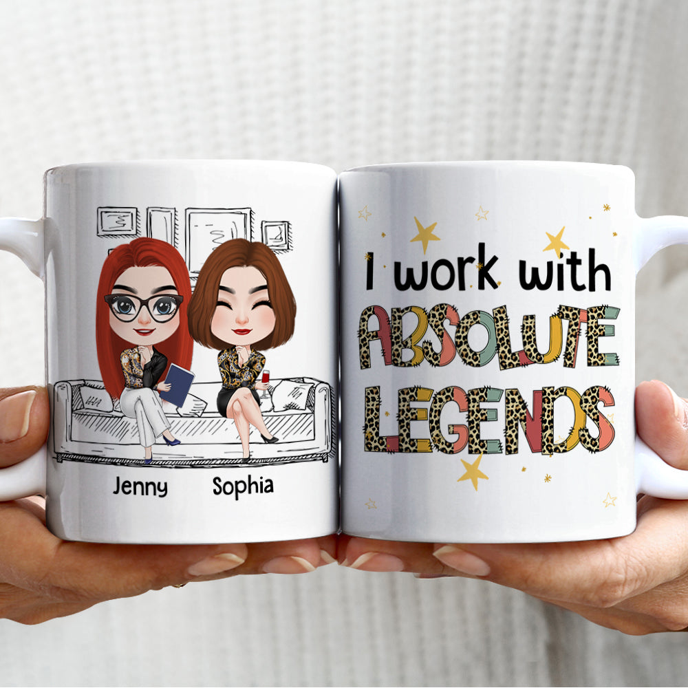 I Work With Absolute Legends, Personalized Coffee Mug, Gifts For Colleague