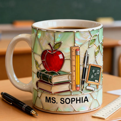 Teacher Appreciation - Personalized White Edge To Egde Mug - Special Gift For Teachers NL122