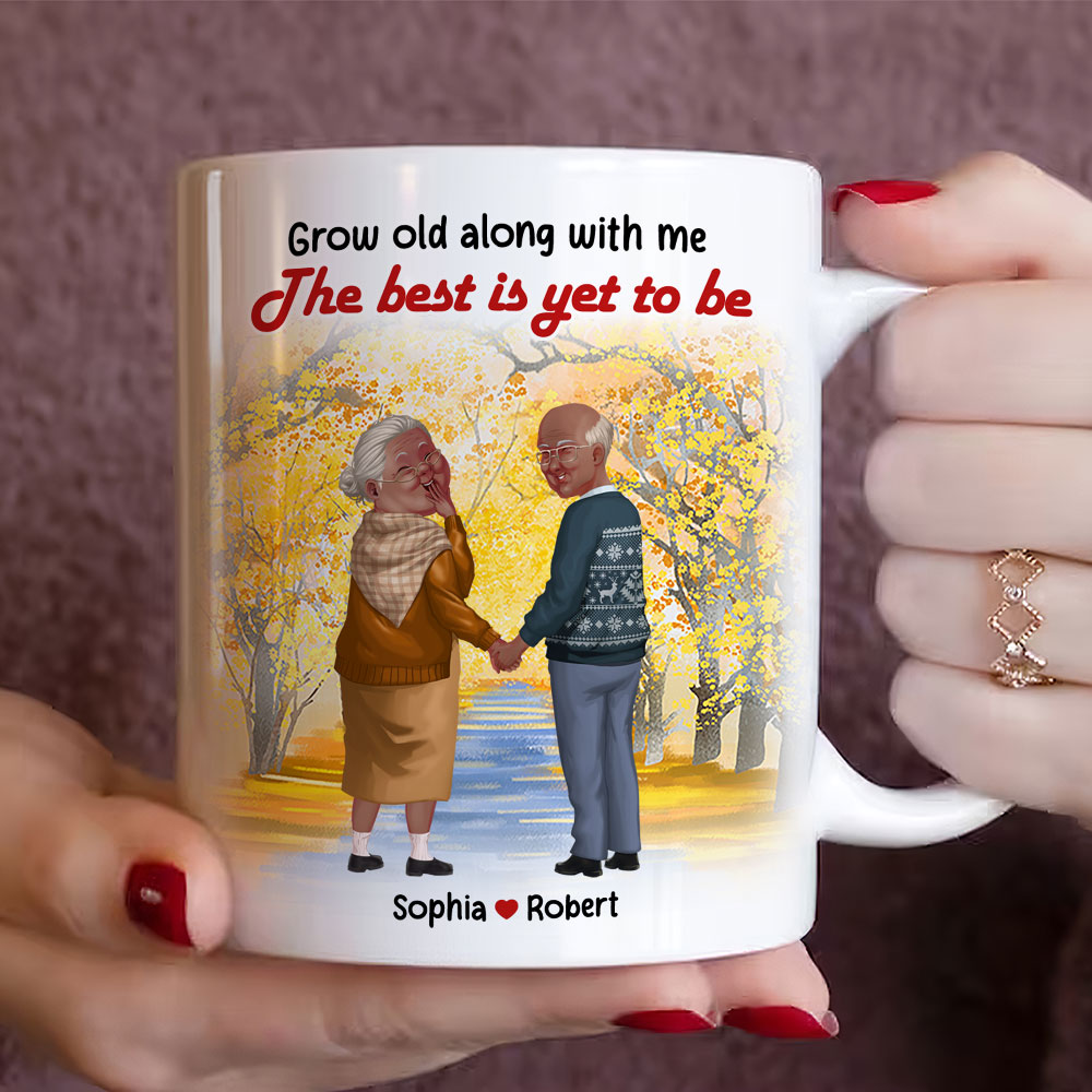 Love Is Growing Old Together, Couple Gift, Personalized Mug, Old Couple Mug
