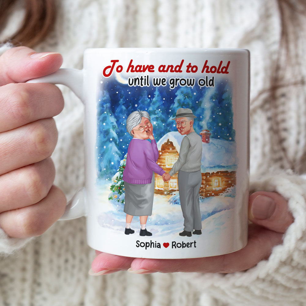 Love Is Growing Old Together, Couple Gift, Personalized Mug, Old Couple Mug