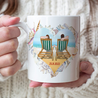 My Soulmate Always & Forever, Personalized White Mug, Beach Couple, Gift For Couple