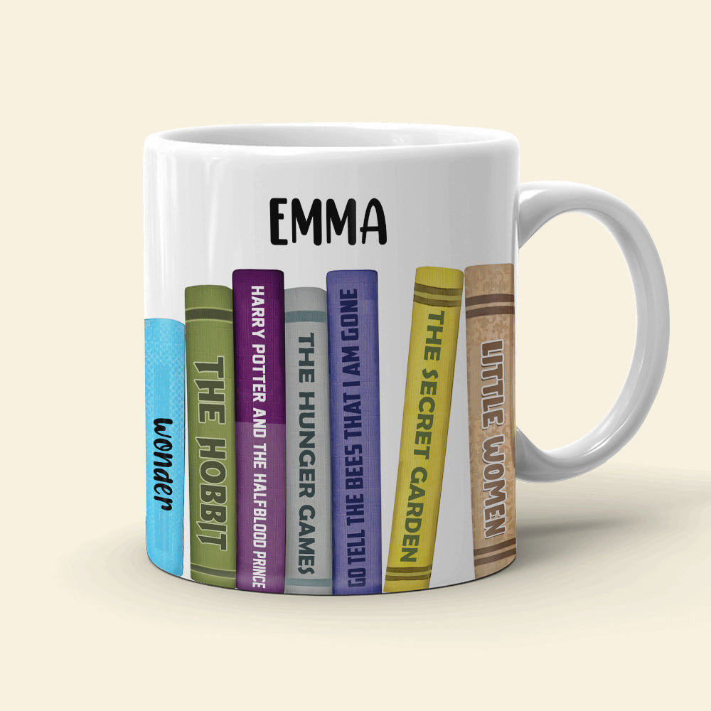 Custom Book Titles Mug, Gift For Book Lovers