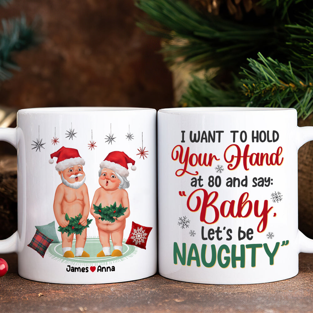 I Want To Hold Your Hand, Couple Gift, Personalized Mug, Old Couple Coffee Mug, Christmas Gift