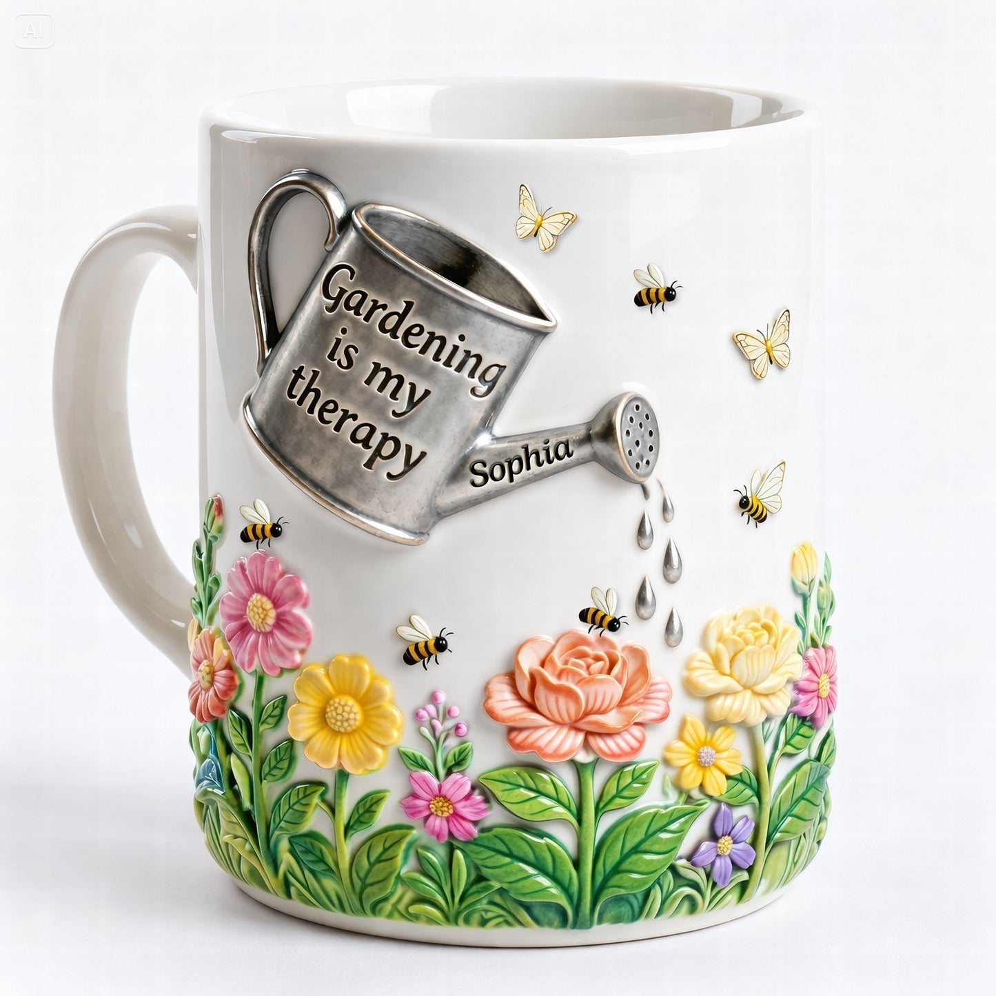 Gardening Is My Therapy - Personalized White Edge-to-Edge Mug - Gift For Gardening Lovers, Gardeners HH01