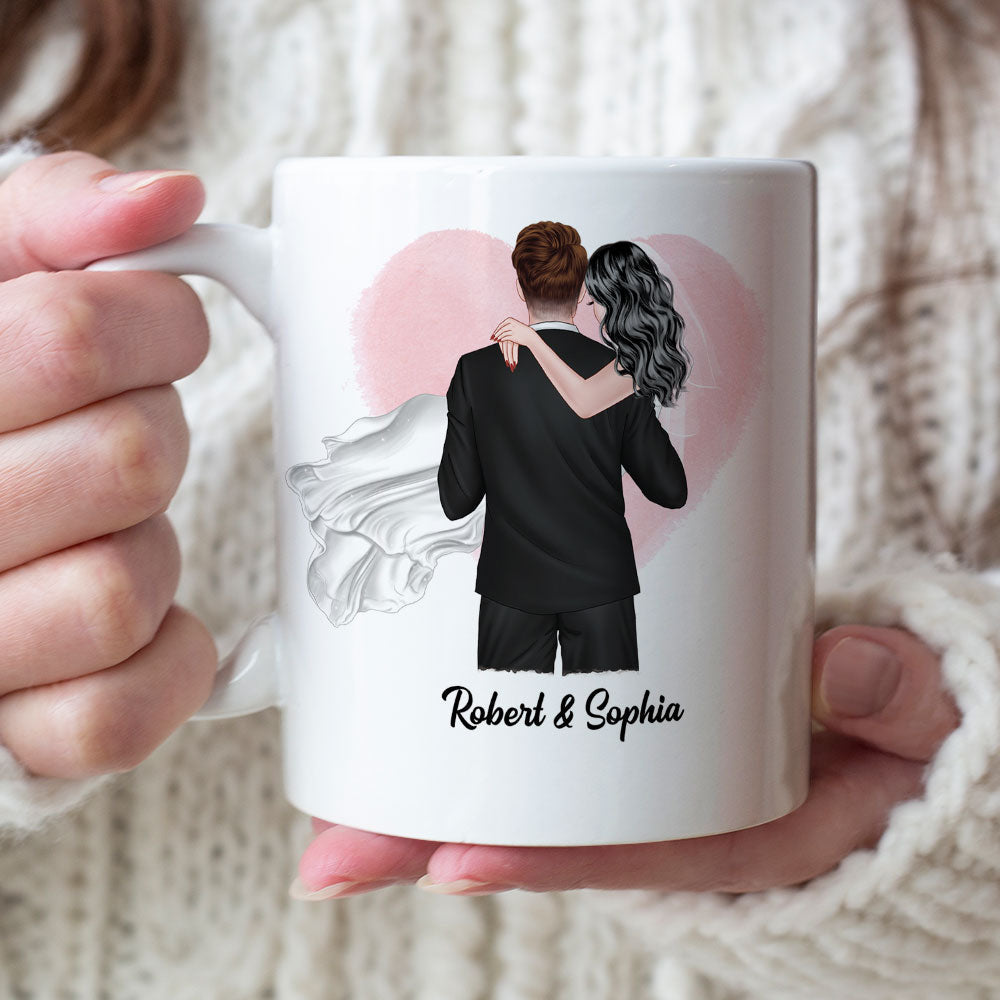 And She Lived With The Same Penis Forever - Personalized New Wedding Couple Mug - Gift For Couple