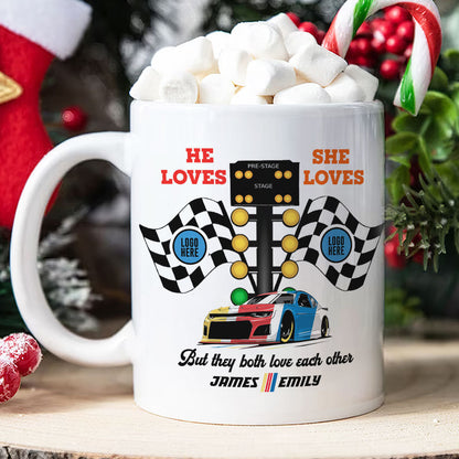 But They Both Love Each Other, Couple Gift, Personalized Mug, Racing Car Couple Mug 02HUTI091023