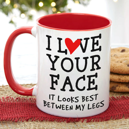 I Love Your Face, Couple Gift, Personalized Accent Mug, Funny Old Couple Mug, Christmas Gift