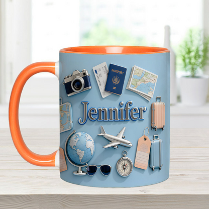 Just Loves Traveling - Personalized Accent Mug HH01