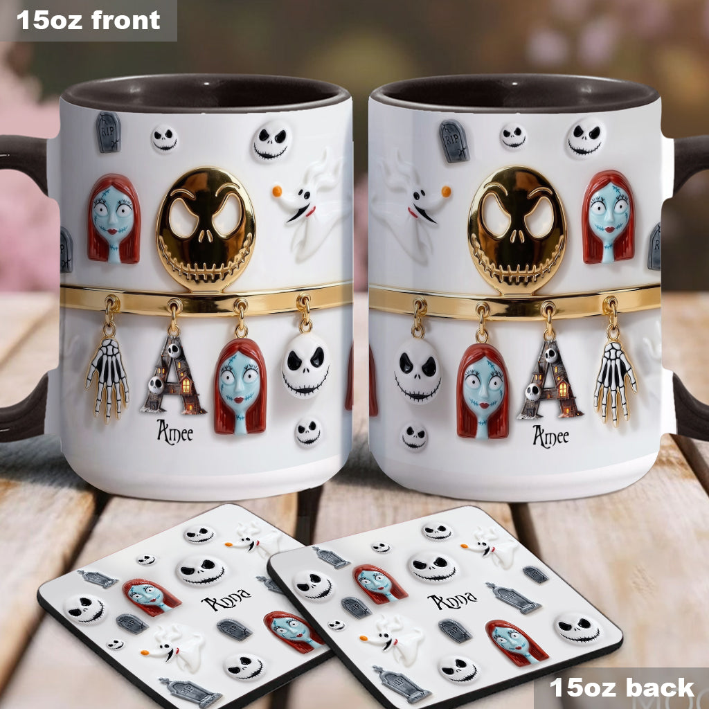 Spooky Charater With Name Letter - Personalized Accent Mug - Gift For Movie Fans NL122