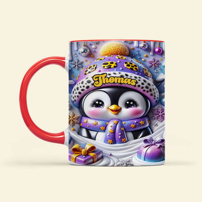 Personalized Gifts For Penguin Lovers, Red Accent Mug 3D Xmas Penguins 04HUTI200824