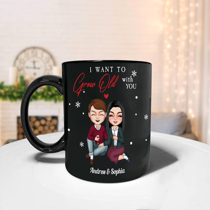 I Want To Grow Old With You Personalized Wordle Couple Mug, Gift For Couple