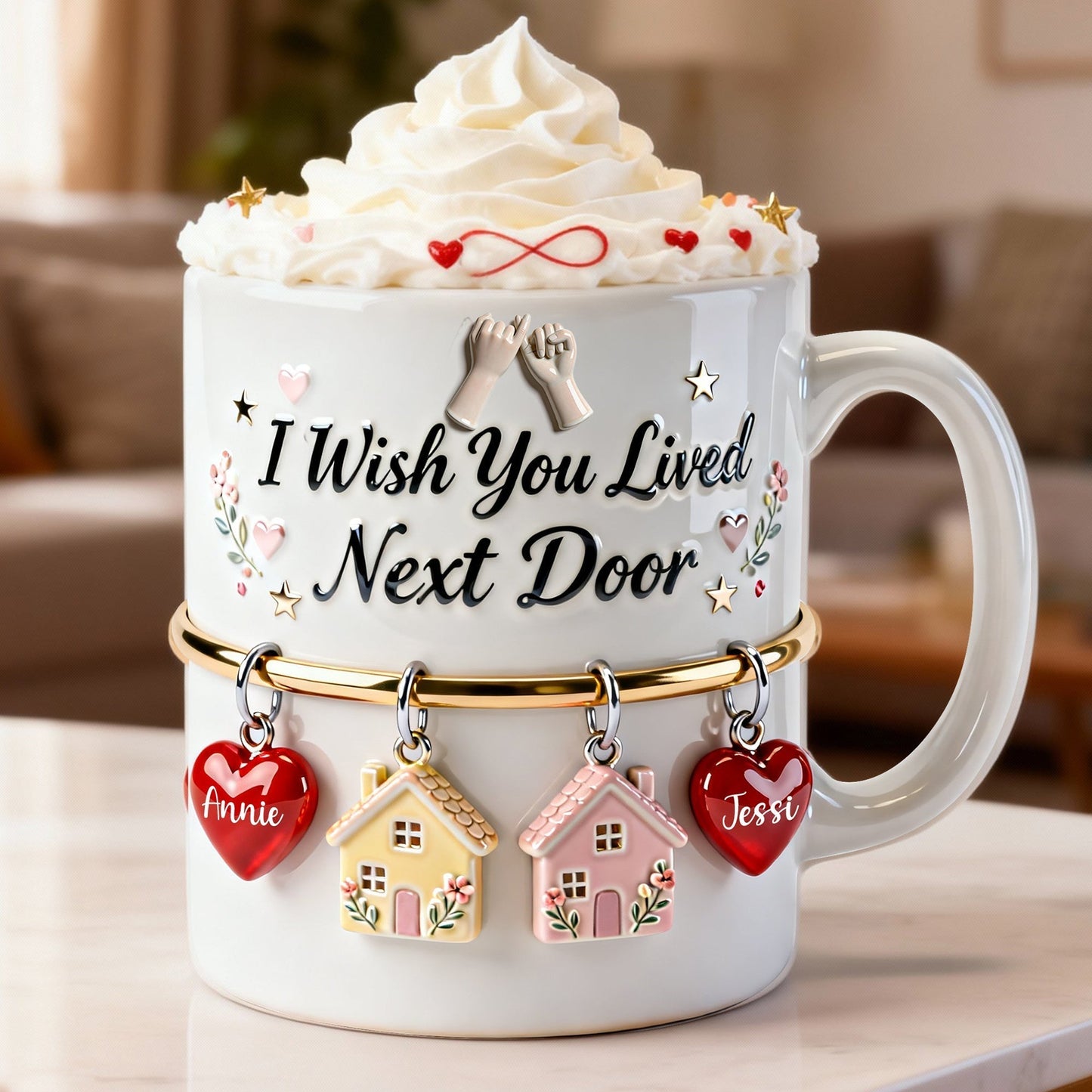 I Wish You Lived Next Door - Personalized White Mug - Gift For Besties, Friend HH01