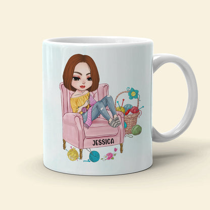 I Love Playing With Balls, Personalized White Mug, Gift for Knitting and Crochet Lovers