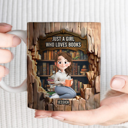 Just A Girl Who Loves Books-Wood Effect - Personalized Mug | CLB1
