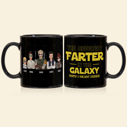 The Greatest Farter In The Galaxy Personalized S.W. Black Mug Gift For Dad