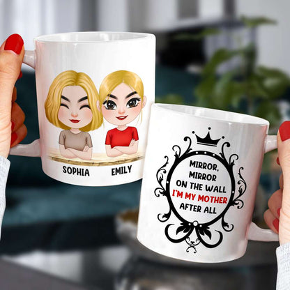 Gift For Mom, Personalized White Mug Accent Mug Wine Tumbler, Mom And Kid Mug, Mother's Day Gift