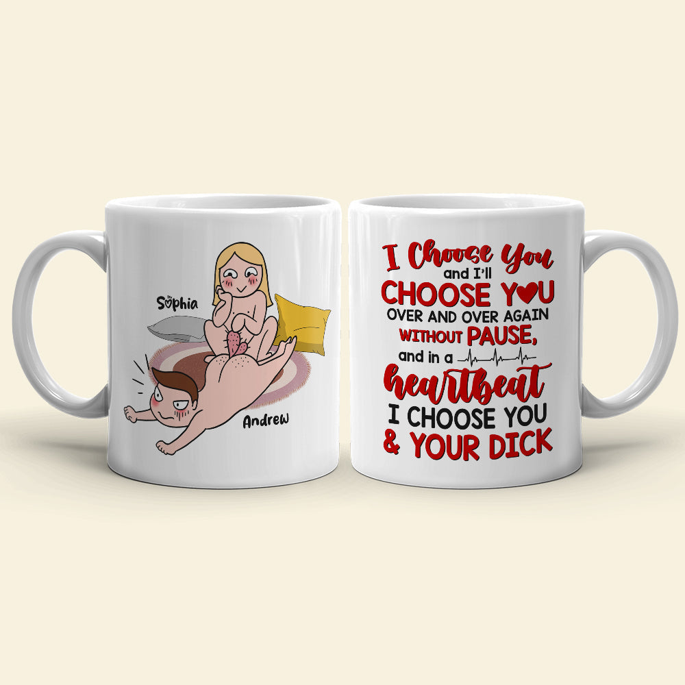 Heartbeat I Choose You, Personalized Coffee Mug, Funny Couple, Gifts For Couple