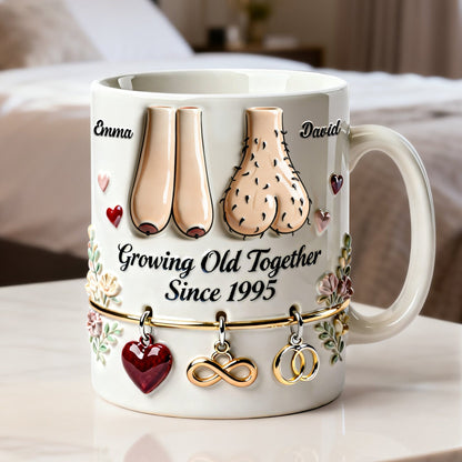 Growing Old Together Since - Personalized Ceramic Mug - Funny Gift For Couples NL122