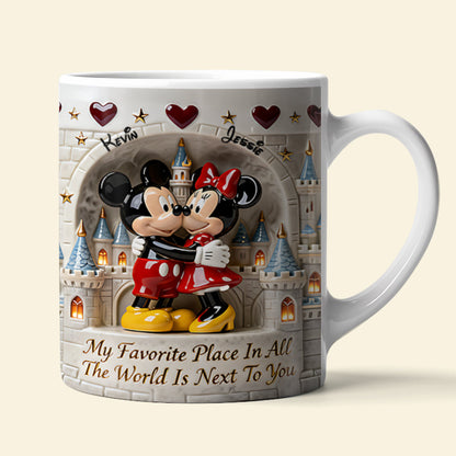 MkMo Magic Mouse The World Is Next To You - Personalized White Edge-to-Edge Mug - Gift For Couple, Fan Movies HH01