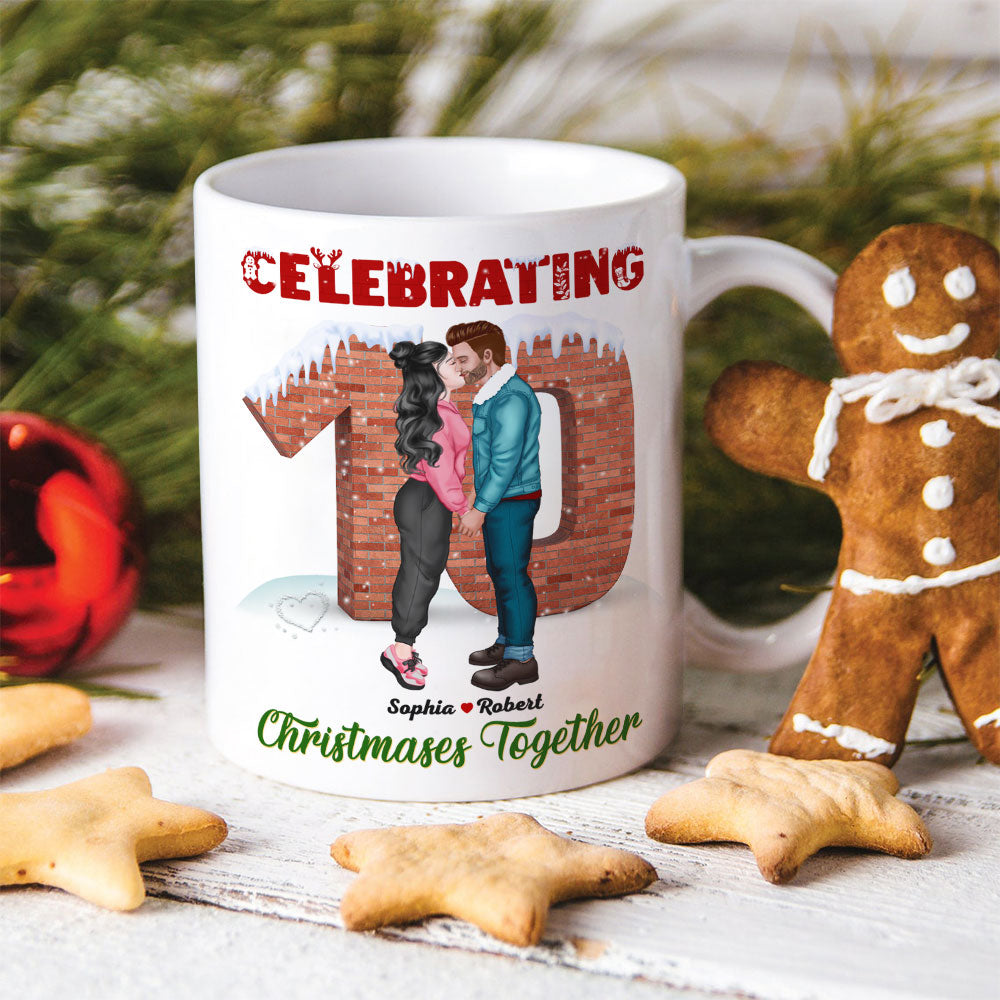 Celebrating Christmas Together, Couple Gift, Personalized Mug, Anniversary Couple Mug, Christmas Gift
