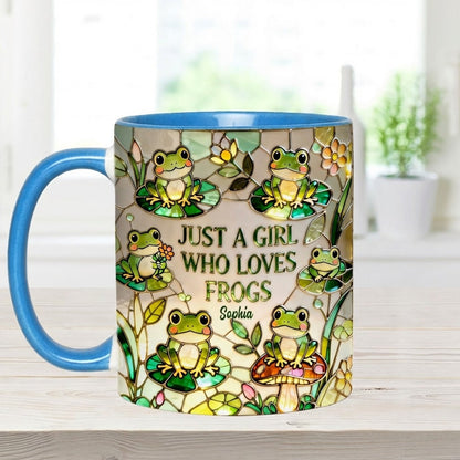 Just A Girl Who Loves Frogs - Personalized Accent Mug - Gift For Her HH01