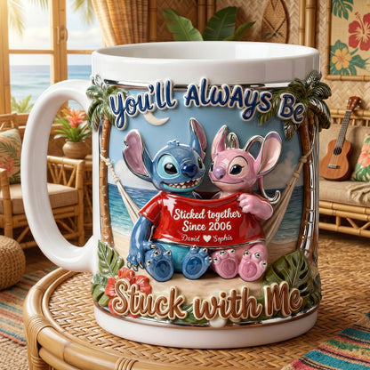 Sti You'll Always Be Stuck With Me - Personalized White Edge-to-Edge Mug - Gift For Couple, Fan Movies HH01