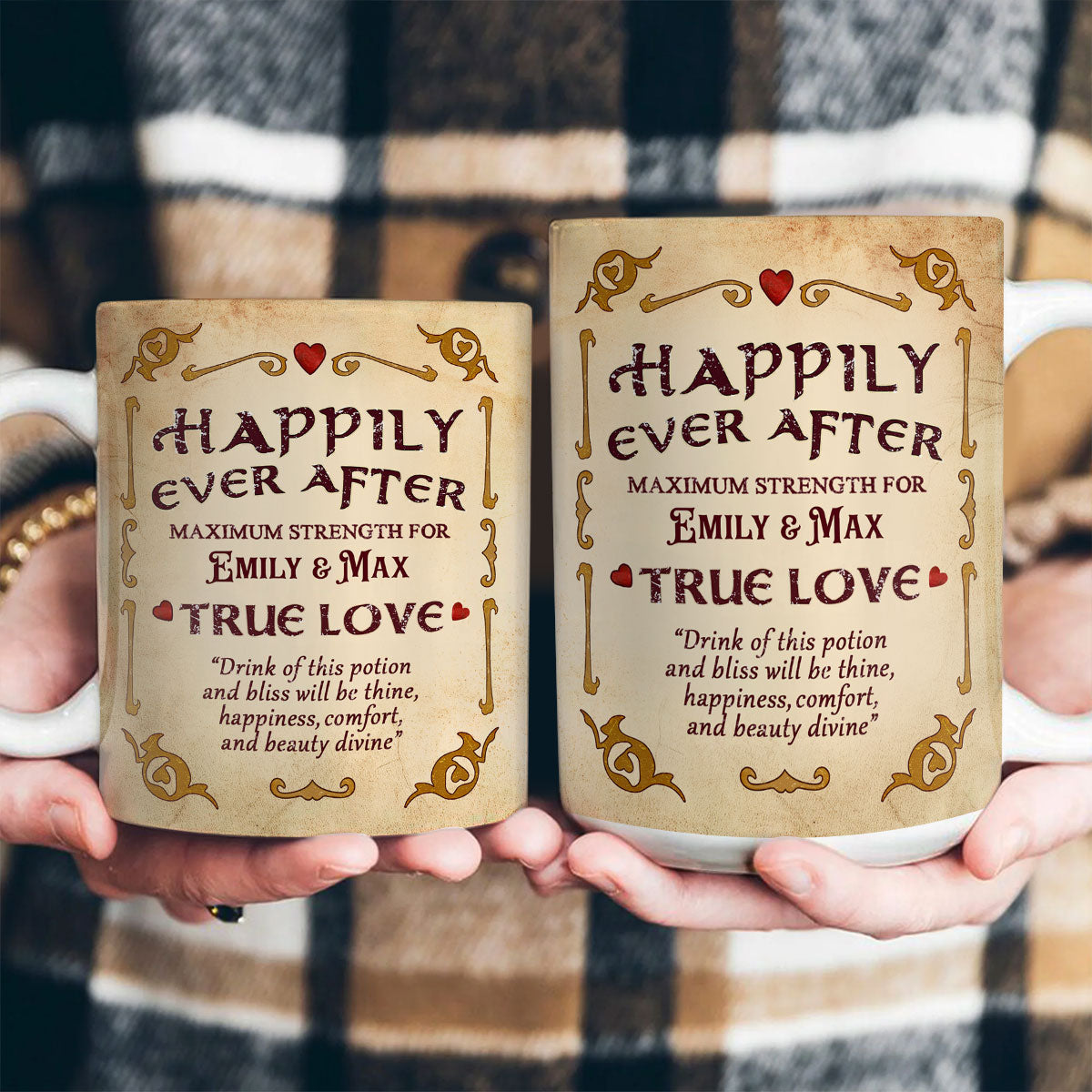 Happily Ever After - Personalized White Edge-to-Edge Mug - Gift For Couple HH01