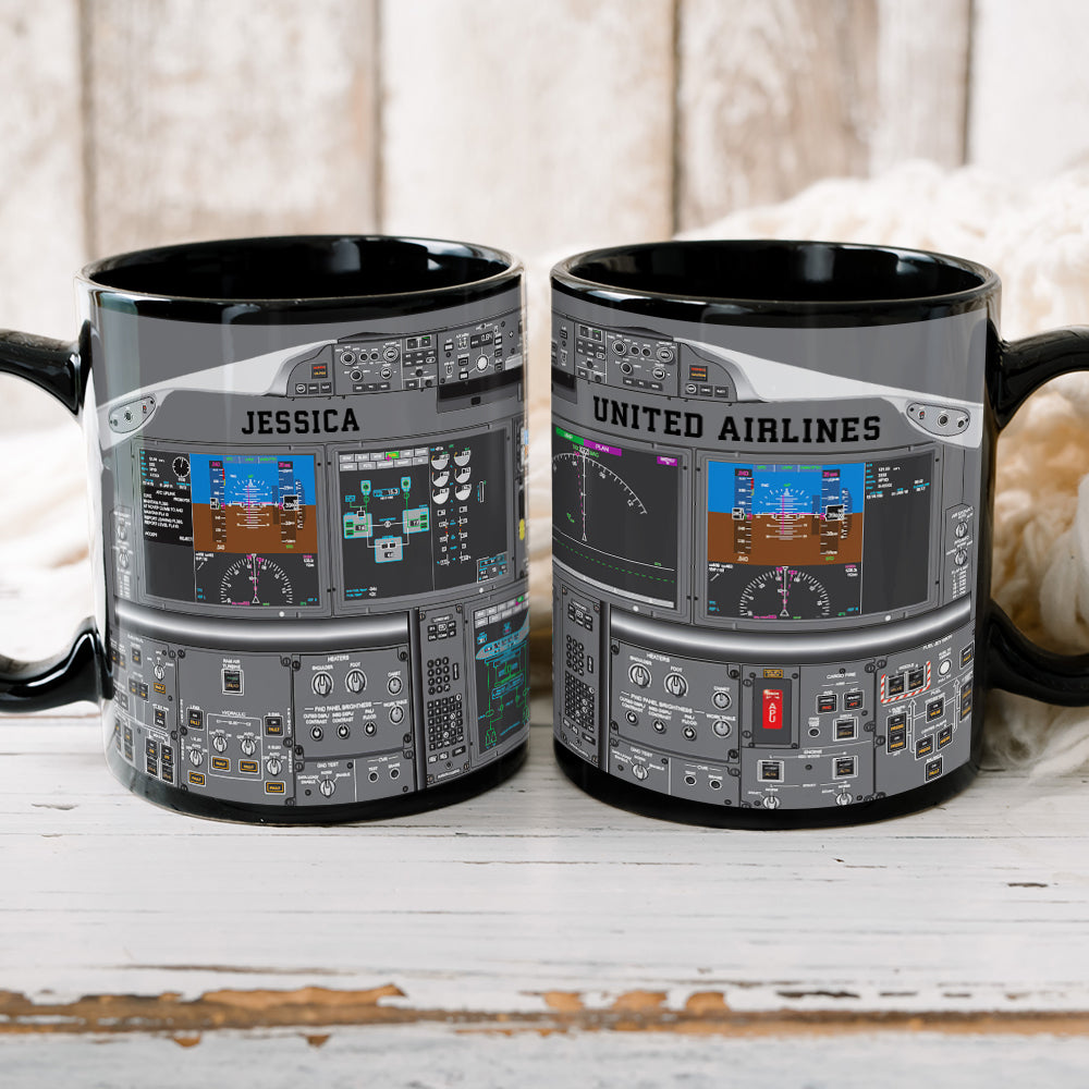 Personalized Plane Dashboard Mug, Custom Airplane Cockpit, Gift For Airplane Lovers (AP0402)