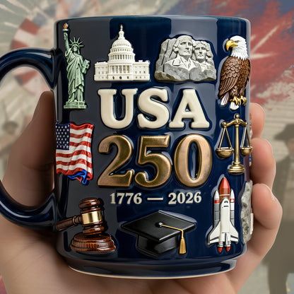 USA 250th Anniversary - Personalized White Edge-To-Edge Mug - Anniversary Gift For Patriots NL122