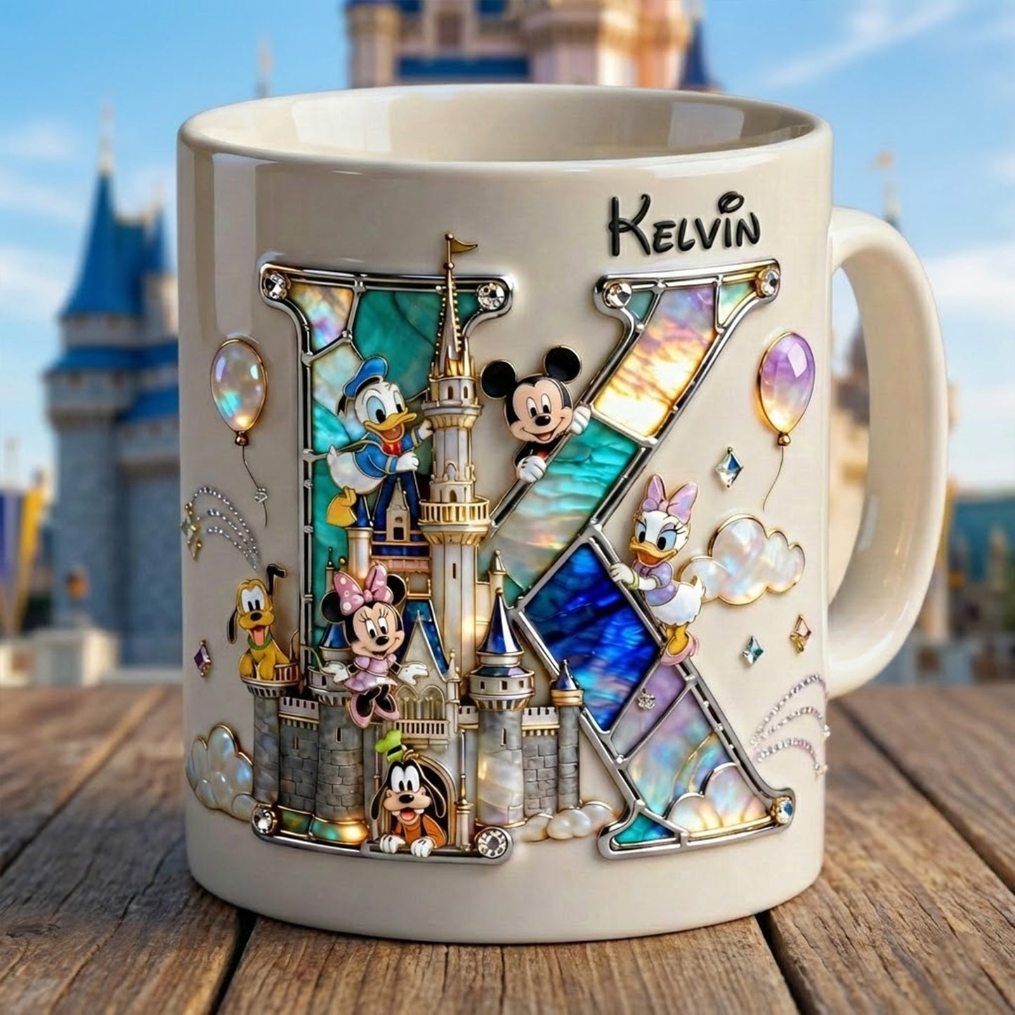 MkMo Magic Mouse Sparkling With Alphabet Initial - Personalized White Edge-to-Edge Mug - Gift For Fan Movies HH01