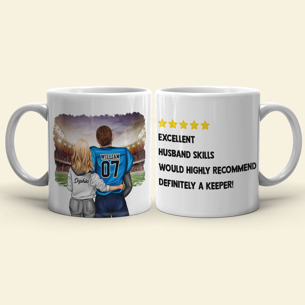 Excellent Husband Skill, Gift For Him, Personalized Mug, Football Couple Mug, Couple Gift