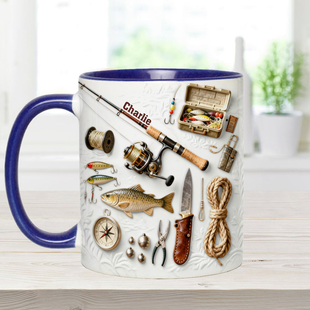 Just Loves Fishing - Personalized Accent Mug HH01