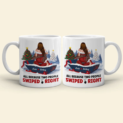 Naughty Couple, All Because Two People Swiped Right, Personalized Mug, Christmas Gifts