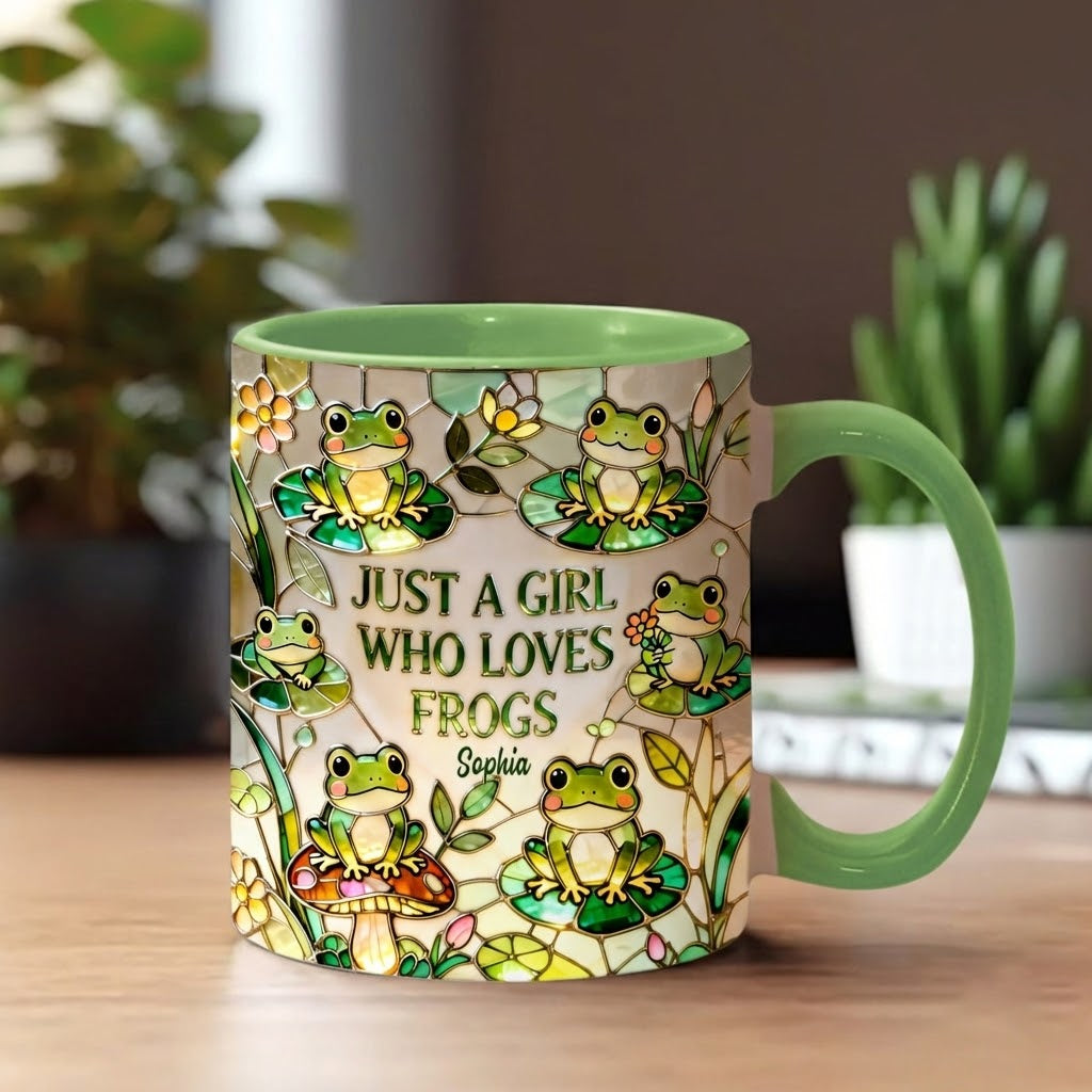 Just A Girl Who Loves Frogs - Personalized Accent Mug - Gift For Her HH01