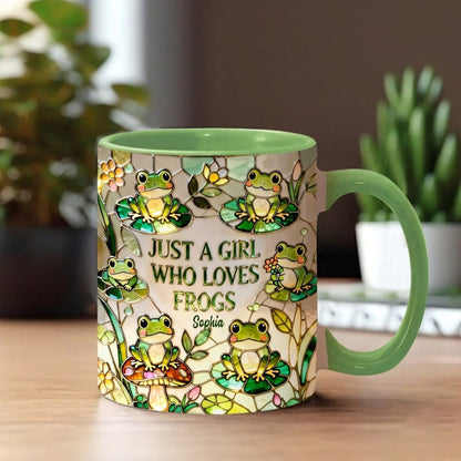 Just A Girl Who Loves Frogs - Personalized Accent Mug - Gift For Her HH01