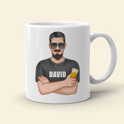 Built Beard Tough - Personalized White Mug - Gift for Dad - Man with Arms Crossed