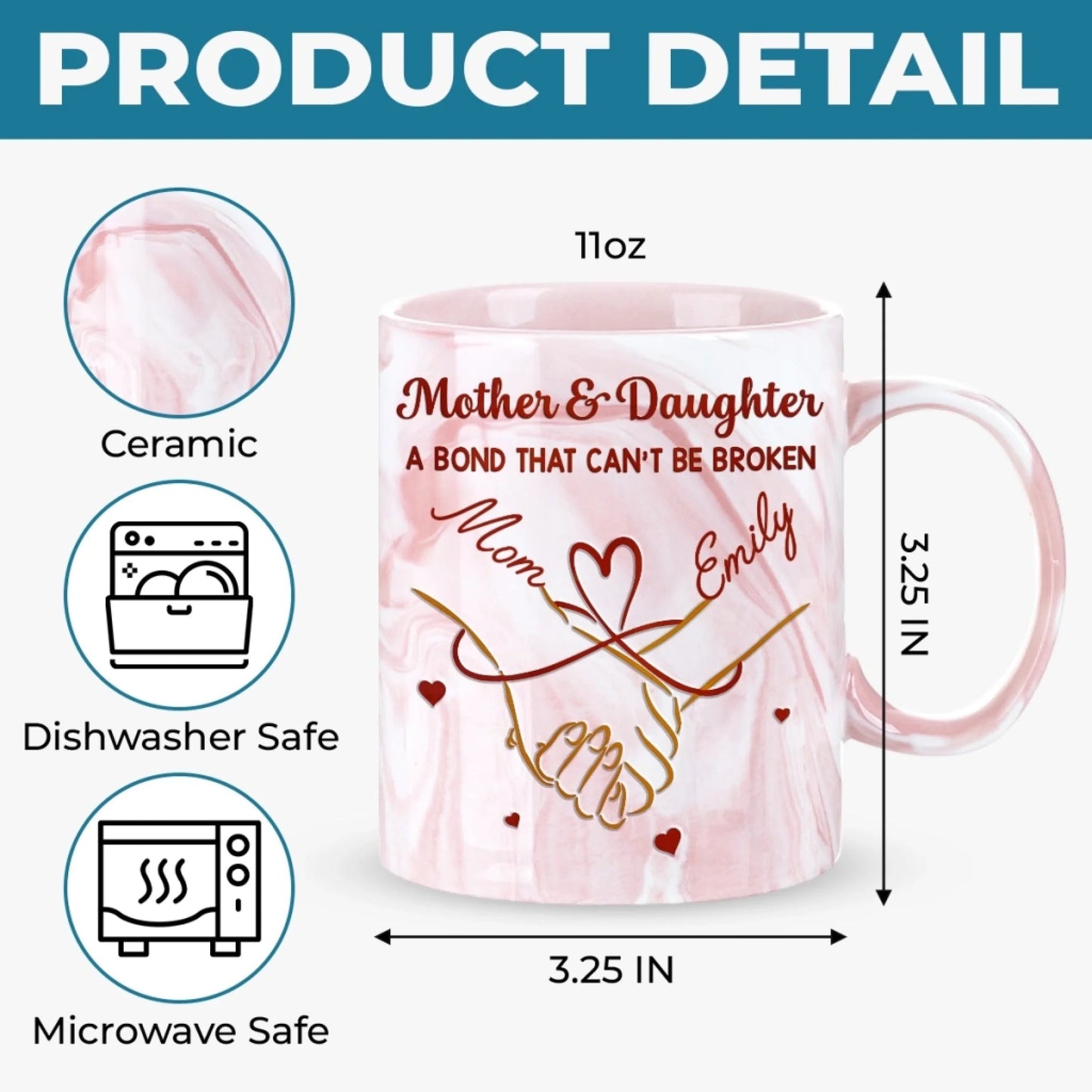 A Bond That Can't Be Broken - Personalized Accent Mug - Gift For Mom, Mother's Day HN02
