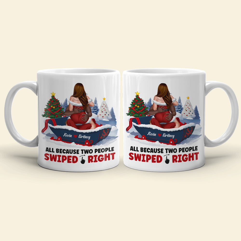 All Because Two People Swiped Right, Personalized Coffee Mug, Christmas Gifts For Couple